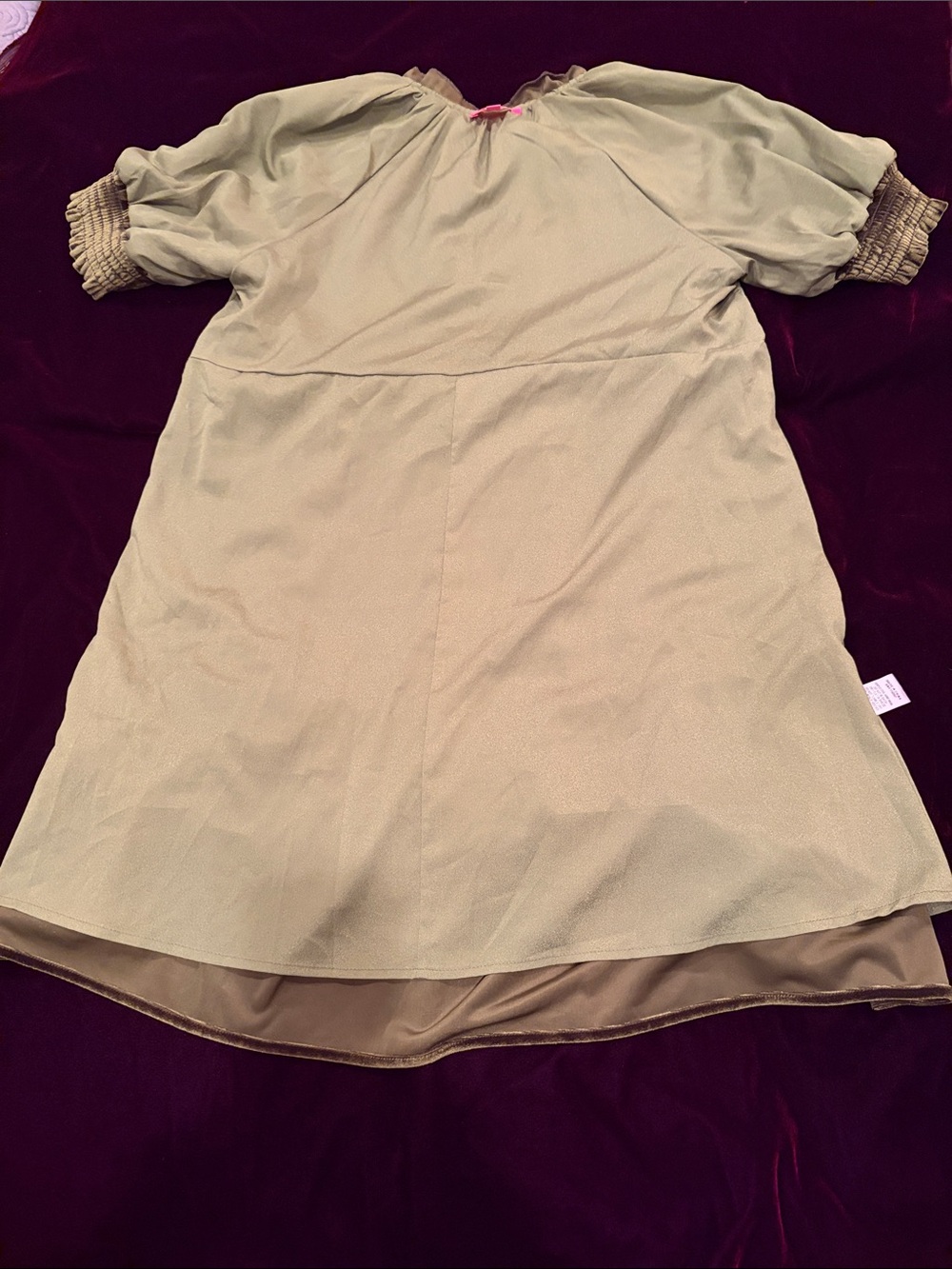 THML Velvet Olive Green Mini Dress with beautiful embroidered details. - Picture 9 of 9